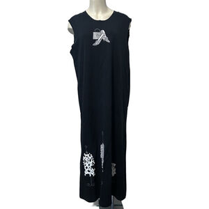 CITE Black Animal Print Maxi Dress Women’s Large Cotton Sleeveless